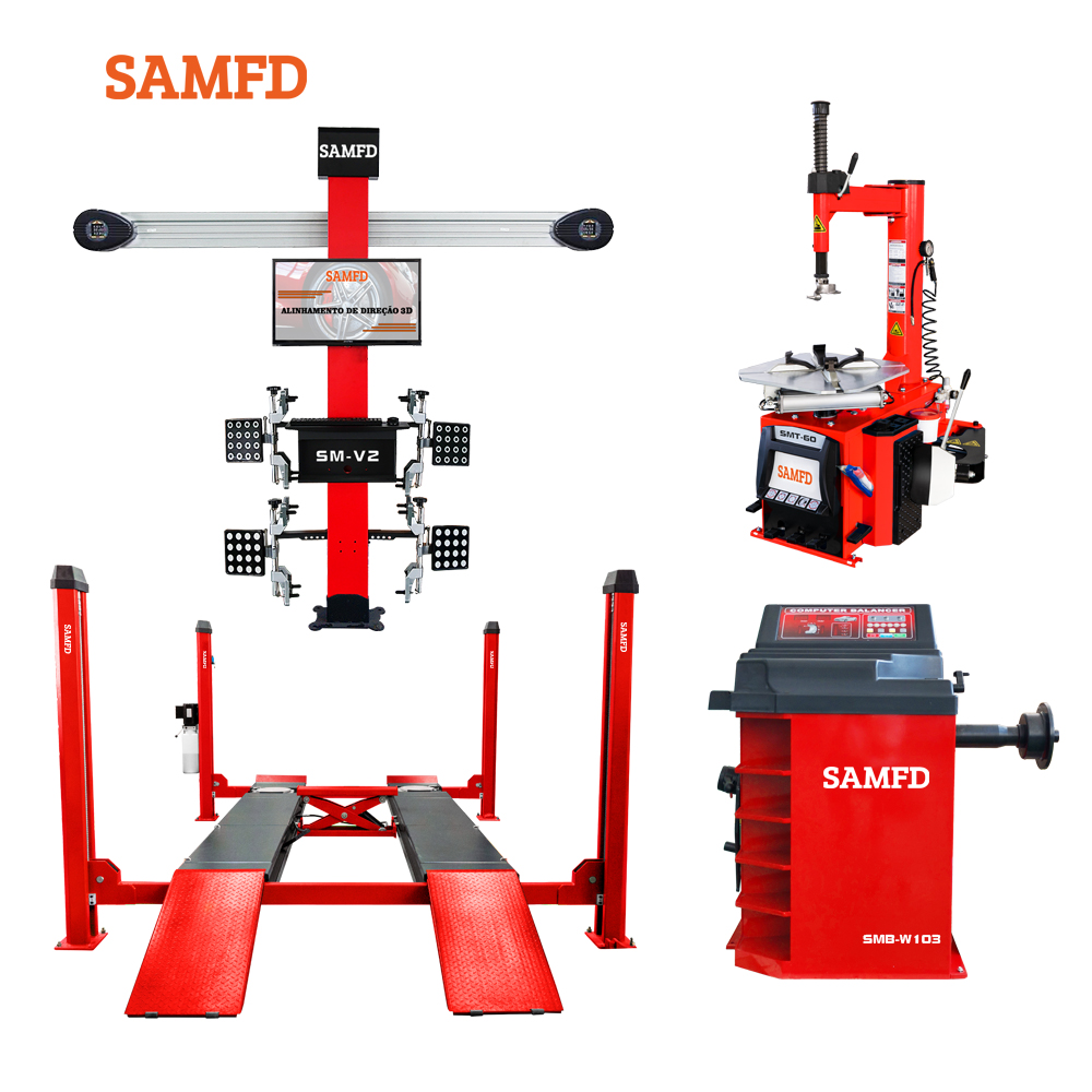 Tire Changer Machine - 3D-Achsmessgerät, Kfz-Hebebühne, Reifenmontiermaschine und Auswuchtmaschine Kombi,