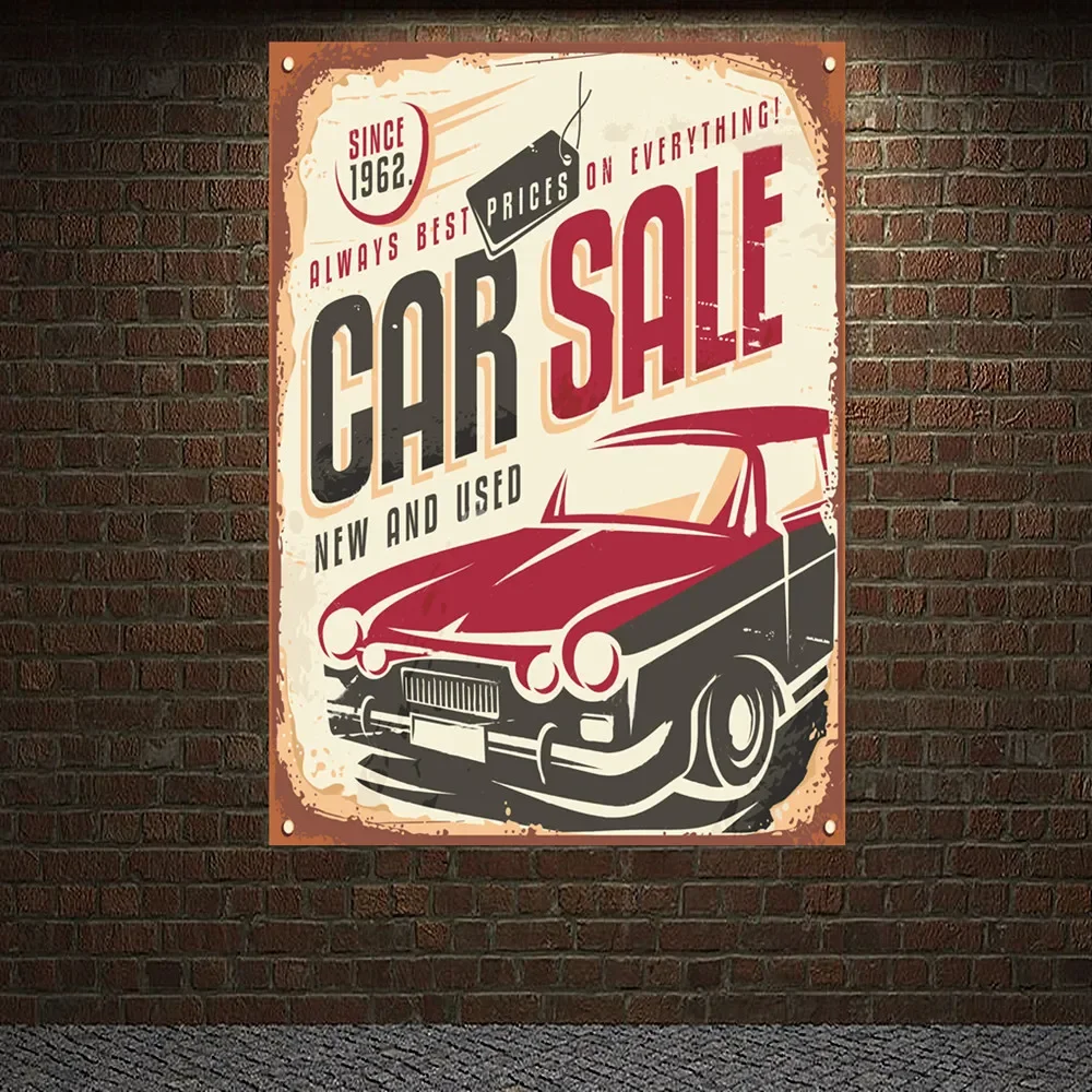 Auto Repair Shop For Sale - Vintage AUTO SALE SERVICE Poster Tapisserie