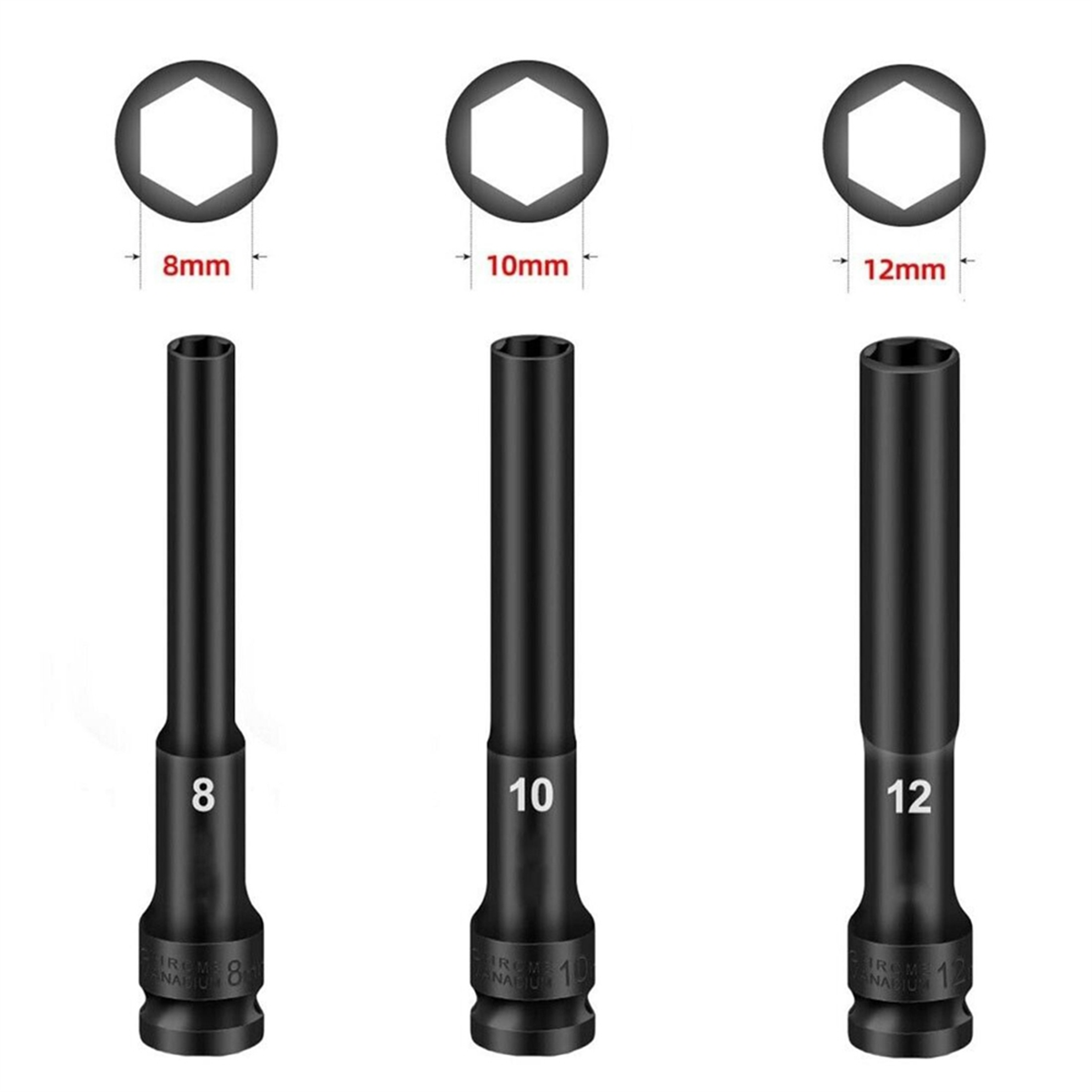 Pneumatic Impact Wrench - A002 3PCS 1/2 Stick Hex Innensechskant